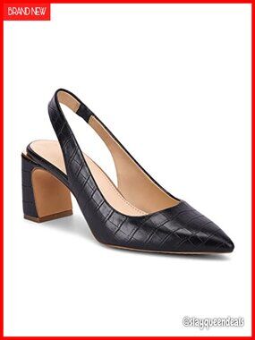Womens Slingback Chunky Heels Point Toe Pumps Block Heel Summer Sandals Low